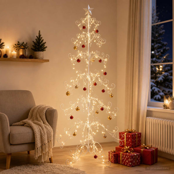 Metallinen joulukuusi KUOPIO 210 cm teräs White