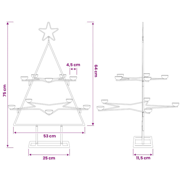 Metallinen joulukuusi jalustalla KUOPIO 75 cm Teräs Kulta