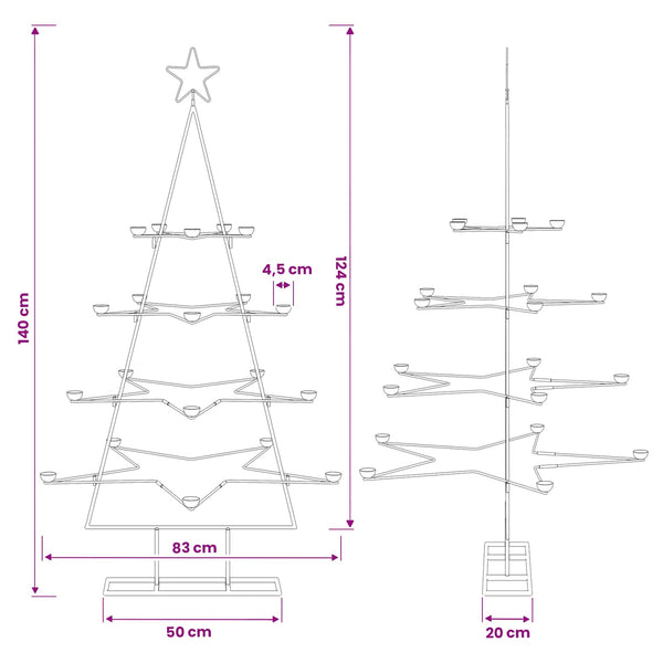 Metallinen joulukuusi jalustalla KUOPIO 140 cm Teräs Kulta