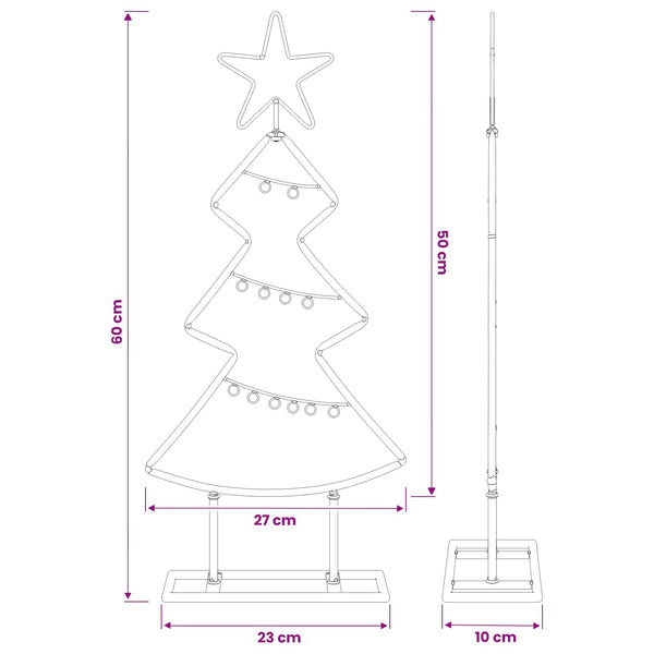 Metallinen joulukuusi jalalla KUOPIO 60 cm Teräs Kulta