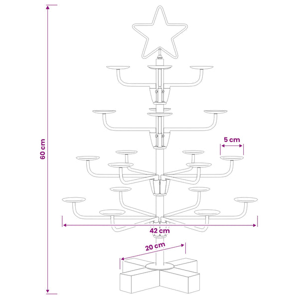 Metallinen joulukuusi jalustalla KUOPIO 60 cm Teräs Musta
