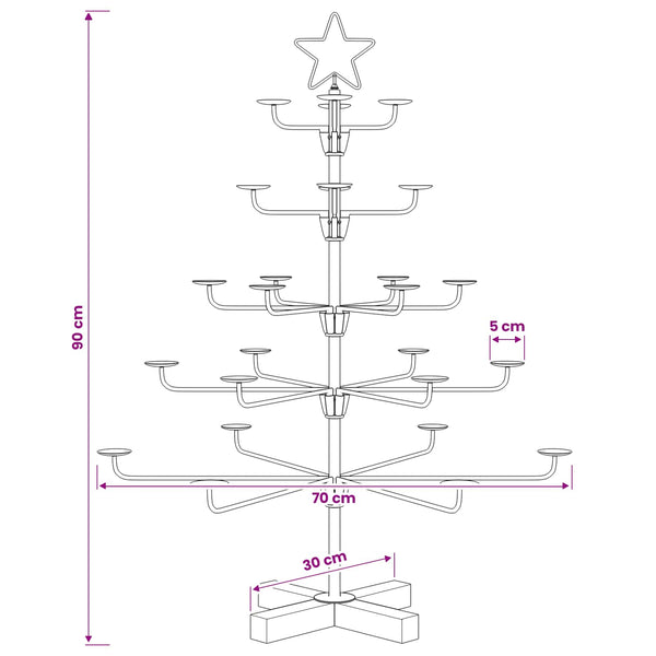 Metallinen joulukuusi jalustalla KUOPIO 90 cm Teräs Kulta