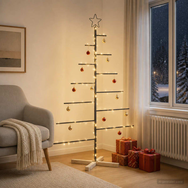 Metallinen joulukuusi jalalla KUOPIO 150 cm Teräs Musta