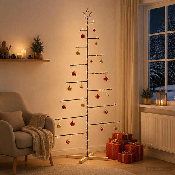 Metallinen joulukuusi jalalla KUOPIO 210 cm Teräs Musta