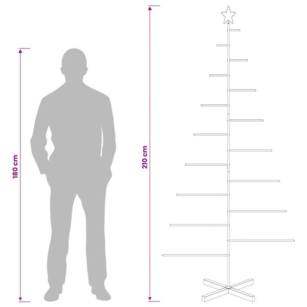 Metallinen joulukuusi jalalla KUOPIO 210 cm Teräs Musta