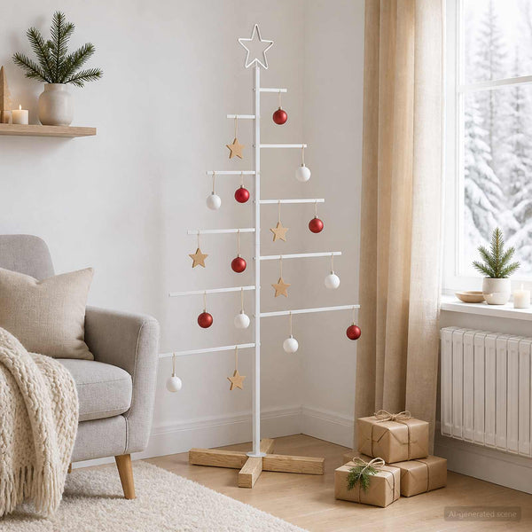 Metallinen joulukuusi jalalla KUOPIO 125 cm Teräs valkoinen