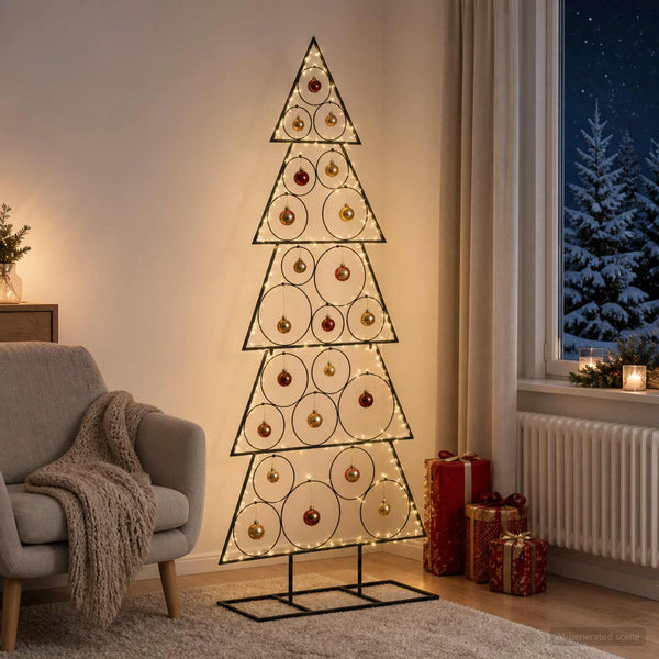 Metallinen joulukuusi jalalla KUOPIO 150 cm Teräs Musta