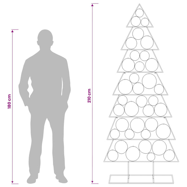 Metallinen joulukuusi jalalla KUOPIO 210 cm Teräs Musta