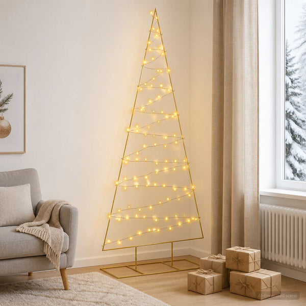 Metallinen joulukuusi LED-valoilla KUOPIO 210 cm