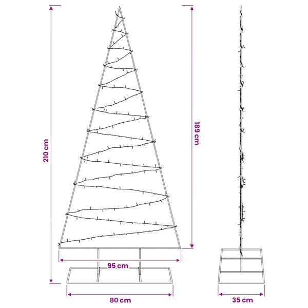 Metallinen joulukuusi LED-valoilla KUOPIO 210 cm
