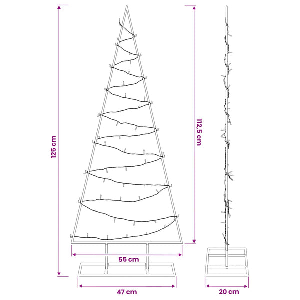 Metallinen joulukuusi LED-valoilla KUOPIO 125 cm