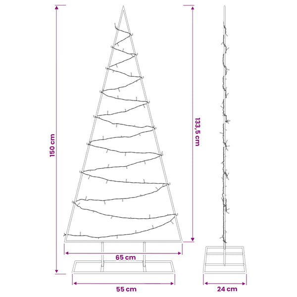 Metallinen joulukuusi LED-valoilla KUOPIO 150 cm