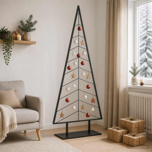 Metallinen joulukuusi jalalla KUOPIO 210 cm Teräs Musta