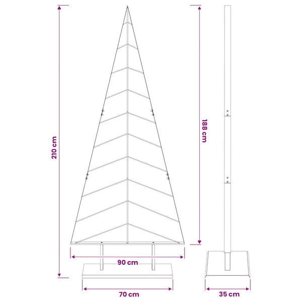 Metallinen joulukuusi jalalla KUOPIO 210 cm Teräs Musta