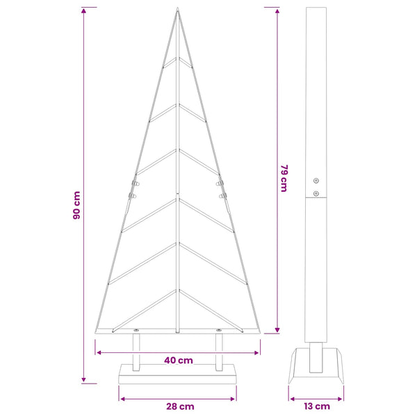 Metallinen joulukuusi jalalla KUOPIO 90 cm Teräs Kulta