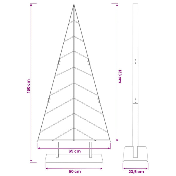Metallinen joulukuusi jalalla KUOPIO 150 cm Teräs valkoinen