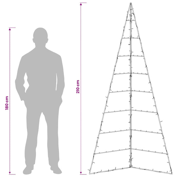 Metallinen joulukuusi KUOPIO 210 cm Lämpimän Valkoinen Teräs
