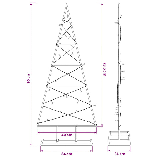 Metallinen joulukuusi KUOPIO 90 cm Lämpimän Valkoinen