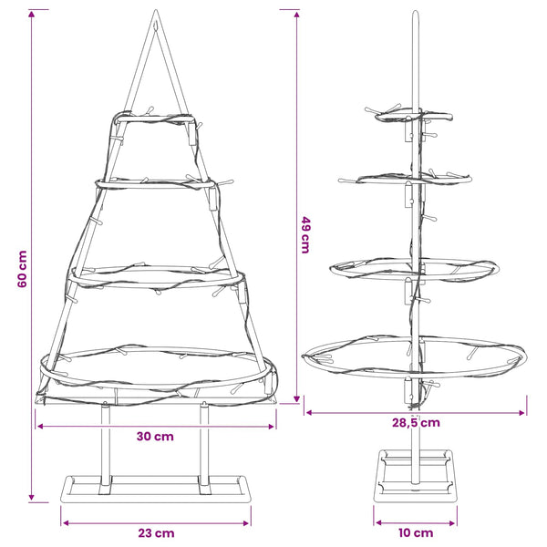 Metallinen joulukuusi jalalla KUOPIO 60 cm Lämpimän Valkoinen