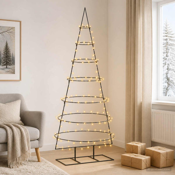 Metallinen joulukuusi jalalla KUOPIO 210 cm Lämpimän Valkoinen