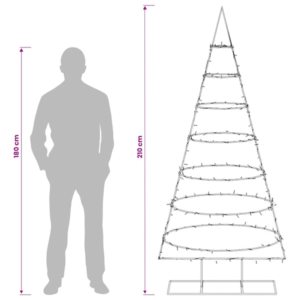 Metallinen joulukuusi jalalla KUOPIO 210 cm Lämpimän Valkoinen
