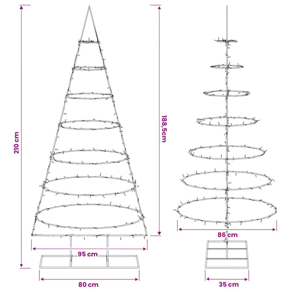 Metallinen joulukuusi jalalla KUOPIO 210 cm Lämpimän Valkoinen
