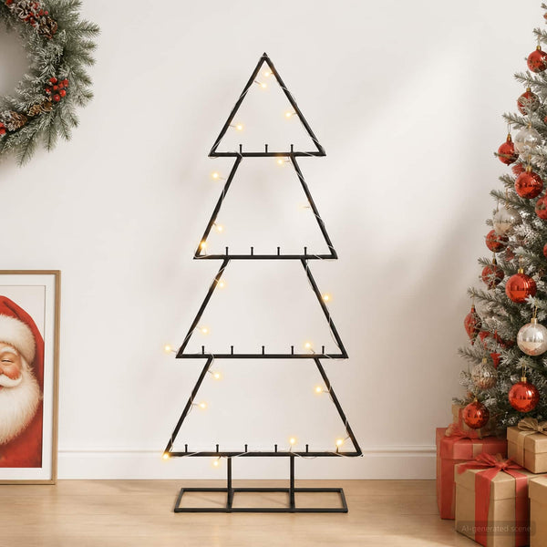 Metallinen joulukuusi jalalla KUOPIO 90 cm Lämpimän Valkoinen