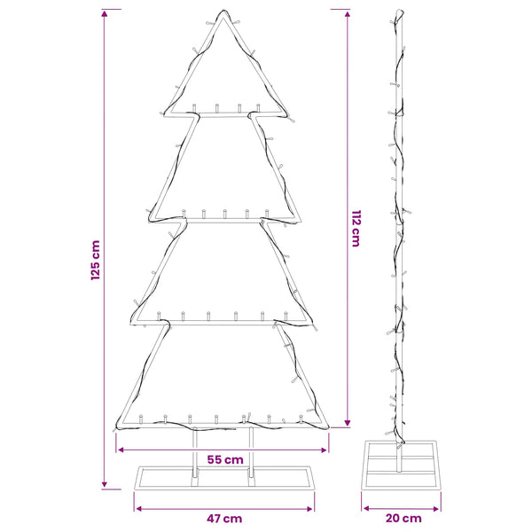 Metallinen joulukuusi jalalla KUOPIO 125 cm Lämpimän Valkoinen