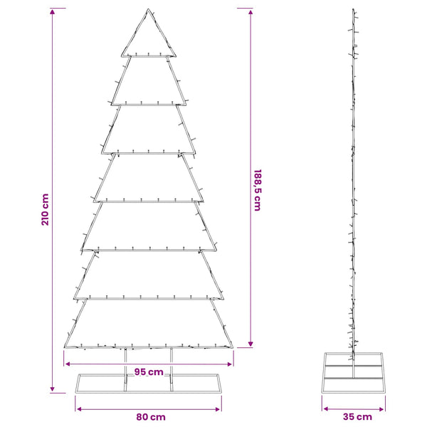 Metallinen joulukuusi jalalla KUOPIO 210 cm Lämpimän Valkoinen