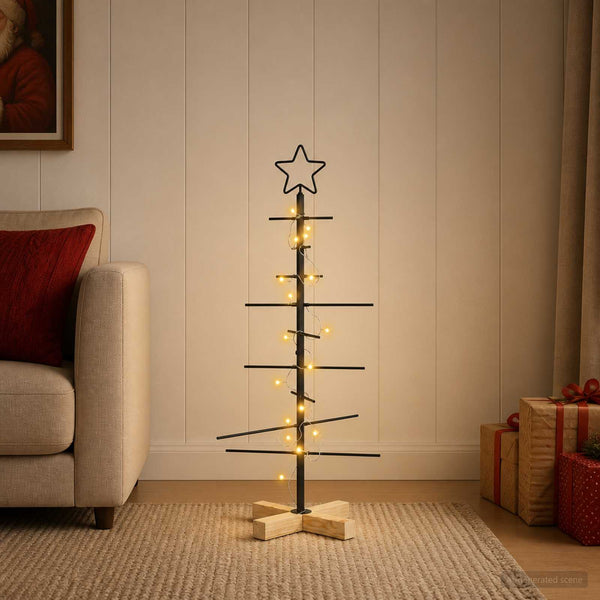 Metallinen joulukuusi jalalla KUOPIO 90 cm Lämpimän Valkoinen