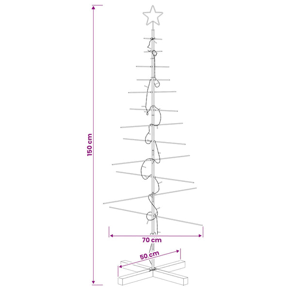 Metallinen joulukuusi jalalla KUOPIO 150 cm Lämpimän Valkoinen