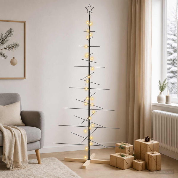 Metallinen joulukuusi jalalla KUOPIO 180 cm Lämpimän Valkoinen
