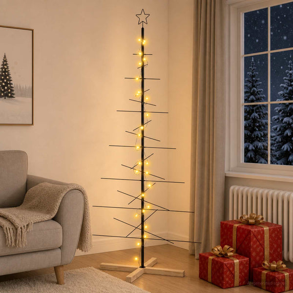 Metallinen joulukuusi jalalla KUOPIO 180 cm Lämpimän Valkoinen