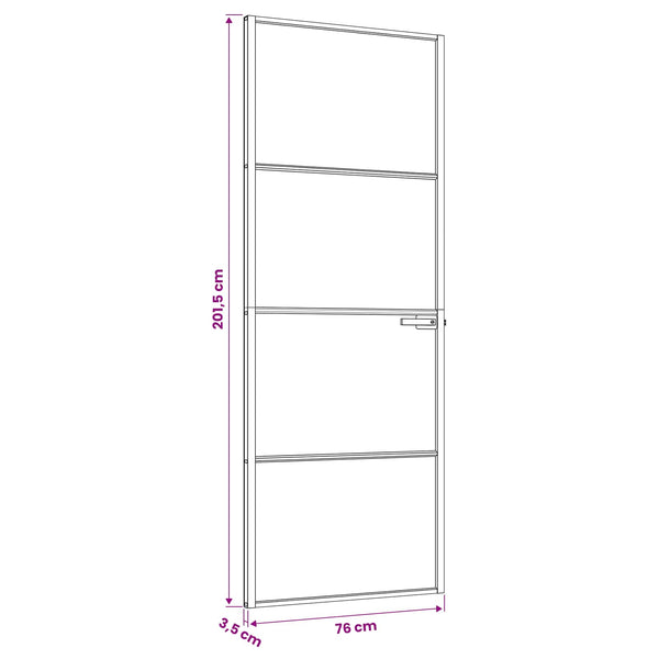 Sisäovi 76 x 201,5 cm Karkaistu lasi ja alumiini