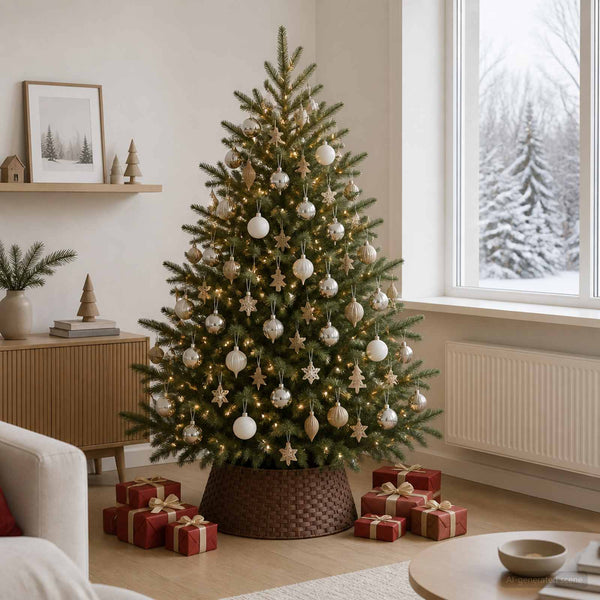 Joulupuun kaula Pyöreä Tumma ruskea Ø 60 x 22 cm polyrottinki