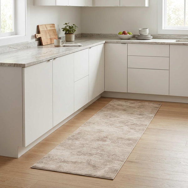 Keittiömatto Beige betoni 300 x 60 cm 100% polyamidi