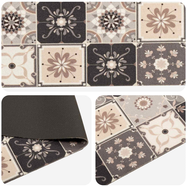 Keittiömatto Harmaa-beige mosaiikki 180 x 60 cm 100% polyamidi