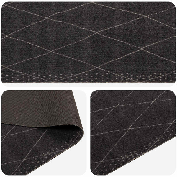 Keittiömatto antrasiitti ruudullinen 180 x 60 cm 100% polyamidi