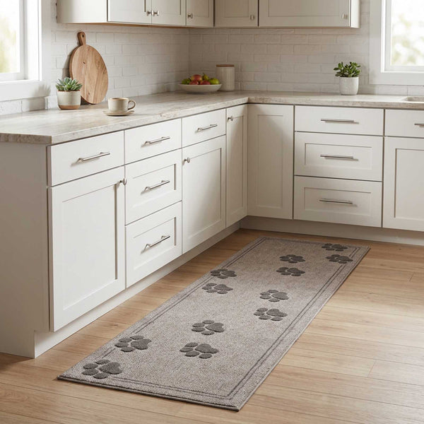 Keittiömatto Harmaat tassut 150 x 45 cm 100% polyamidi