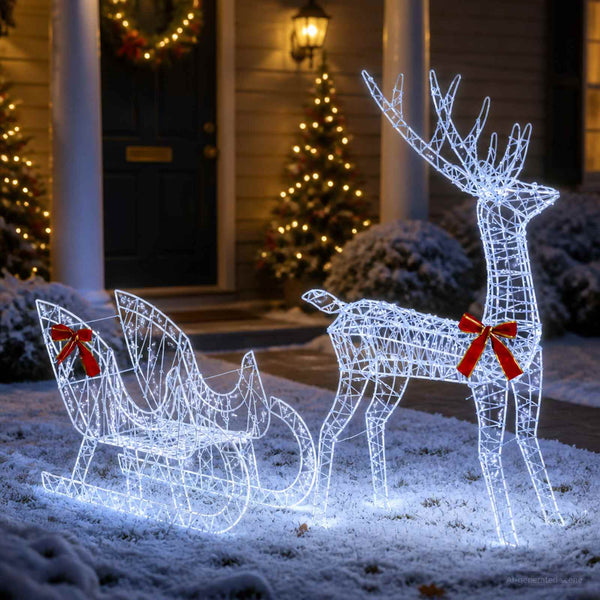 Poron vetämä joulusleigh LOVIISA 2 kpl 450 LEDiä