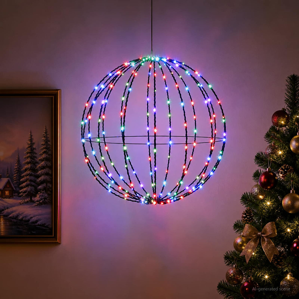 Joulupallon valaisin 160 LEDiä RGB Halkaisija 50 x 52 cm