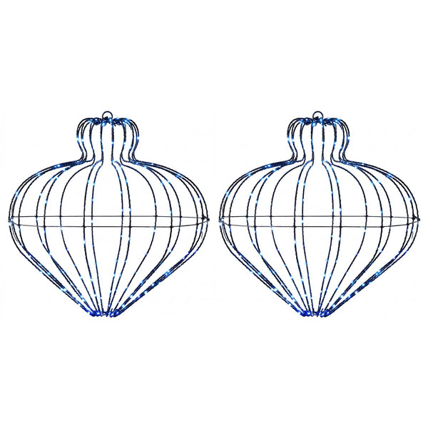 Joulupallon valaisin 2 kpl 384 LEDiä Sininen Halk. 40 x 40 cm