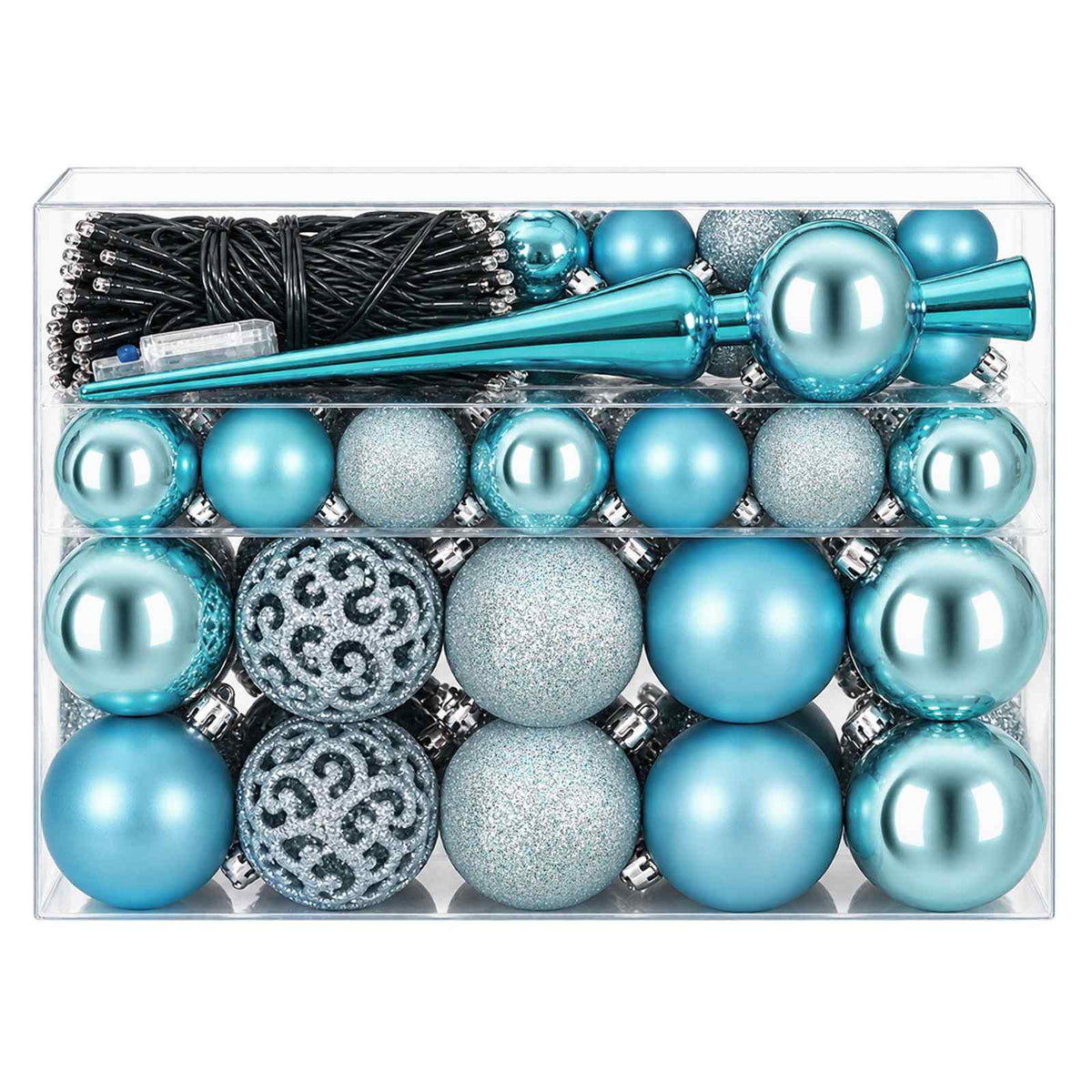 Joulukoristeen setti 61 kpl Turkoosi Halk. 6 cm Muovi 150 LEDiä