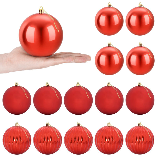 Joulupallon setti XL 15 kpl Punainen Halk. 10 cm Muovi