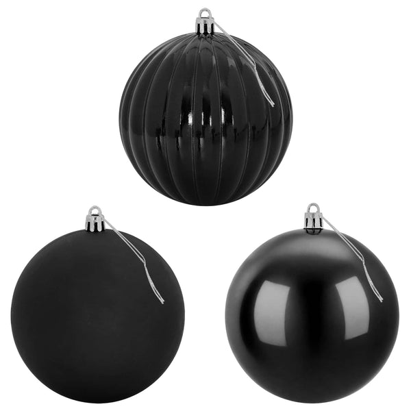 Joulupallon setti XL 9 kpl Musta Halk. 15 cm Muovi