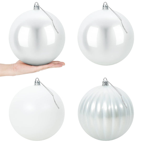Joulupallosetti XXL 4 kpl valkoinen Halk. 20 cm Muovi