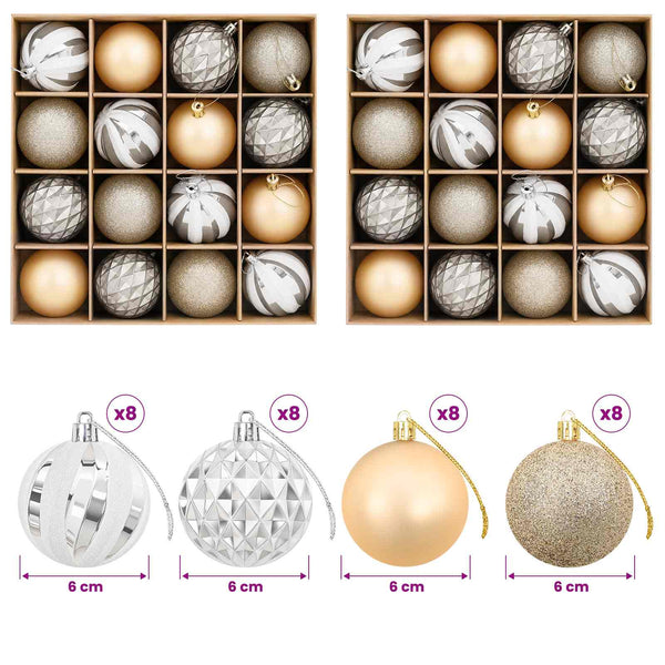 Joulupallosetti 32 kpl Kulta Ø 6 cm Muovi
