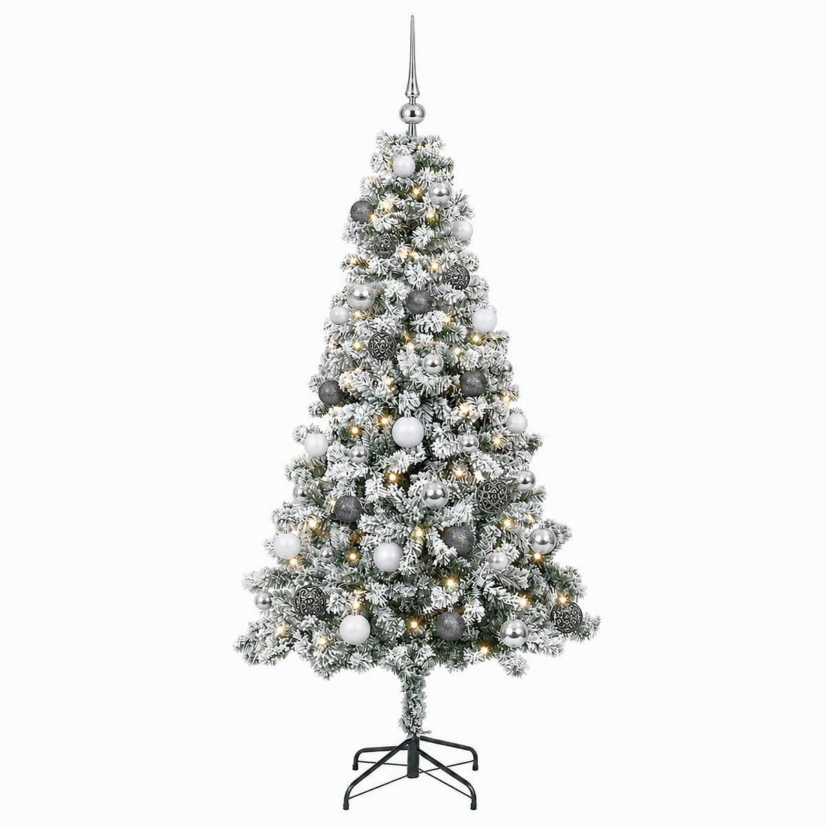 Muovinen joulukuusi koristeilla 150 cm 150 LEDiä