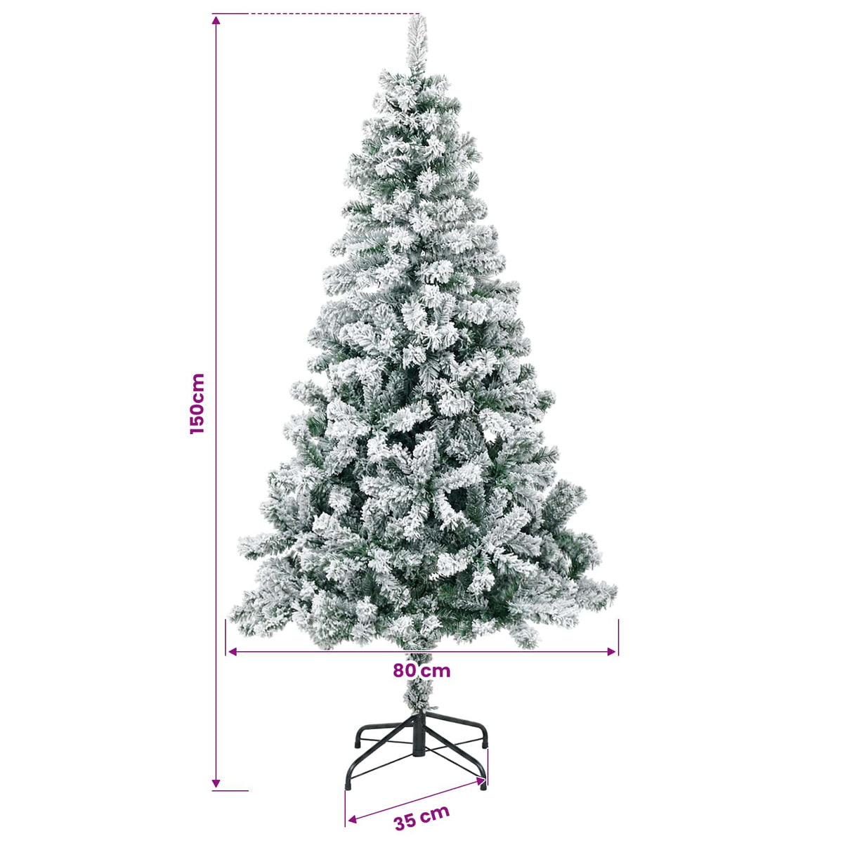 Muovinen joulukuusi koristeilla 150 cm 150 LEDiä
