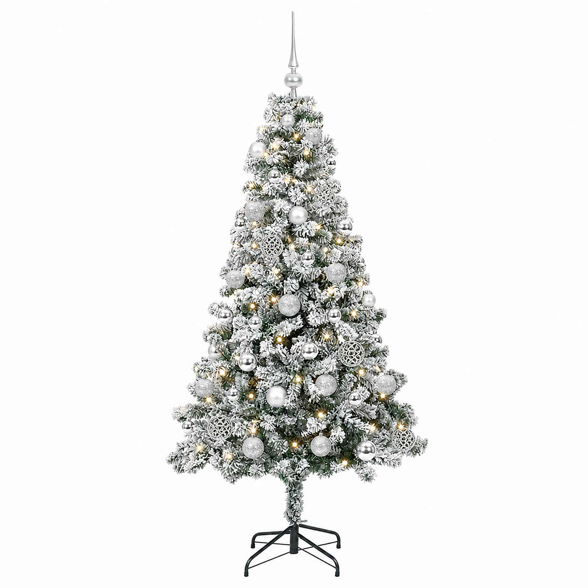 Muovinen joulukuusi koristeilla 150 cm 150 LEDiä